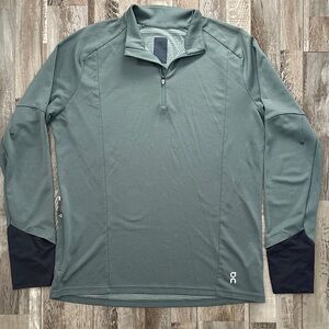 On Running Men's Green Half-Zip Climate Shirt